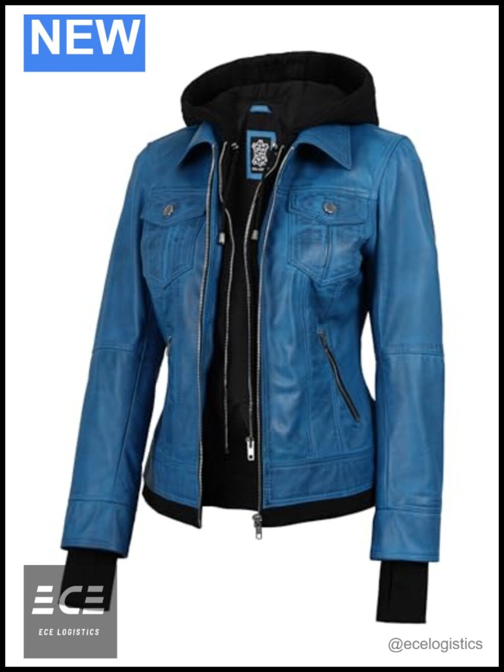 100% Real Lambskin Leather Bomber Jacket with Detachable Hood Womens Regular Fit
